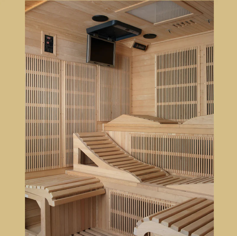 Monaco - 6 Person Ultra Low EMF FAR Infrared Sauna (Honey Finish)