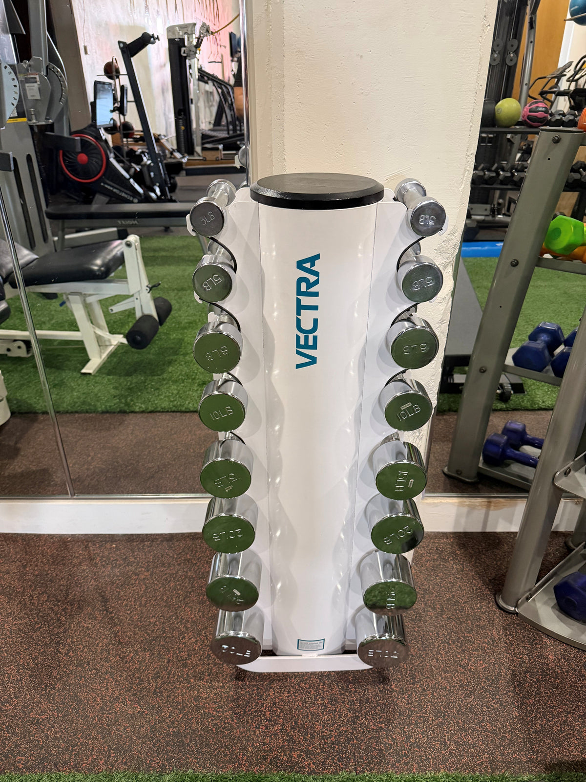 Vectra 1400 Home Gym W/ Hampton Chrome Dumbells Set & Vectra Dumbbell Rack
